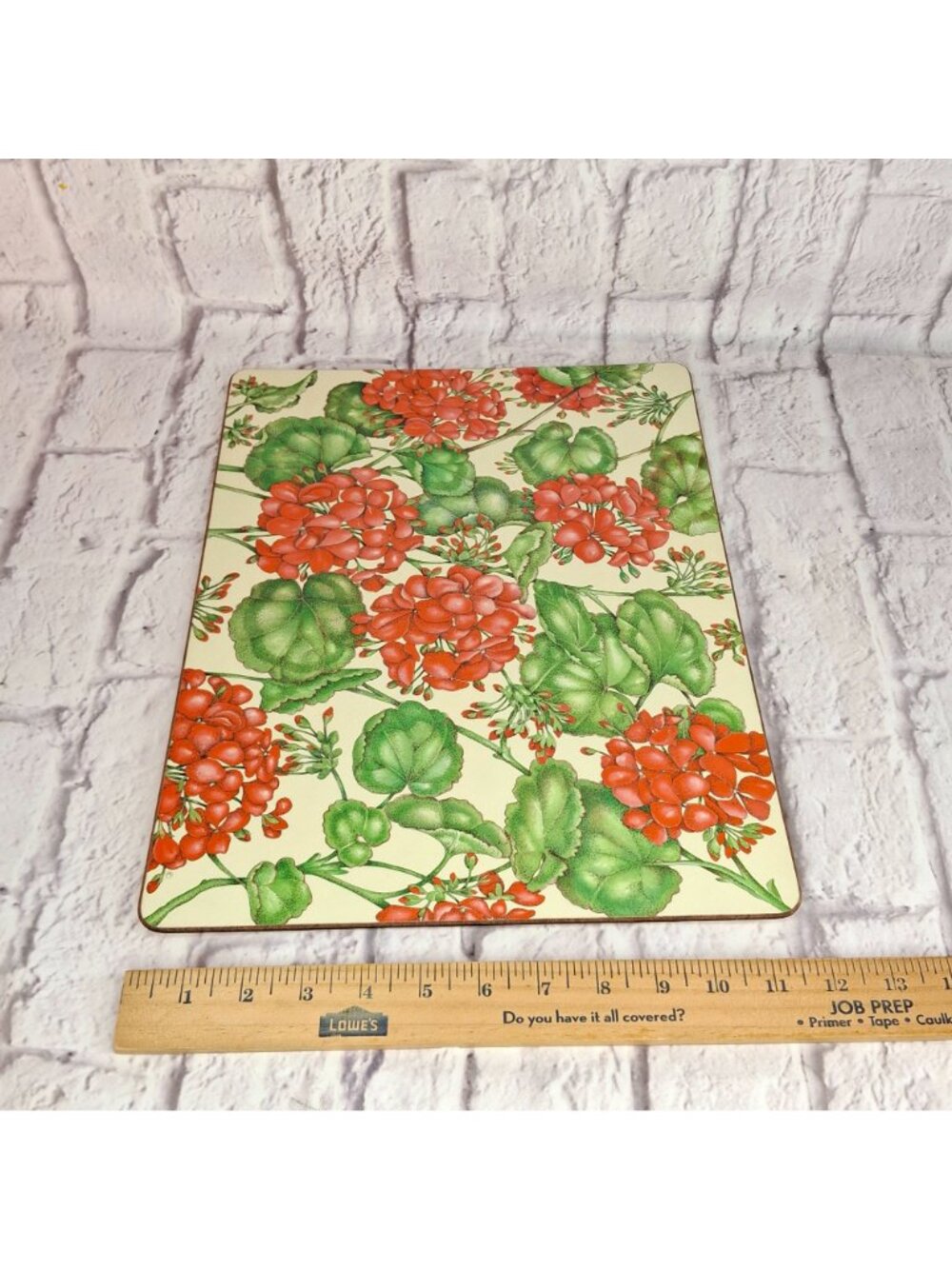 Vtg Pimpernel Geranium Placemat & Coasters Set of 4 Floral Cork Backed England - Picture 5 of 7